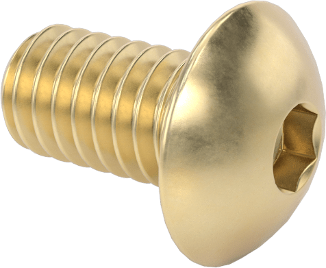 Pirinç Düğme Başlı Altıgen Soketli Vida, 6-40 Diş Boyutu, 1/4" Uzunluk