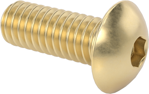 Pirinç Düğme Başlı Altıgen Soketli Vida, 6-40 Diş Boyutu, 3/8" Uzunluk