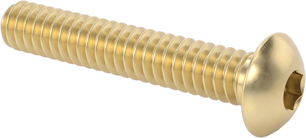 Pirinç Düğme Başlı Altıgen Soketli Vida, 10-24 Diş Boyutu, 1-1/8" Uzunluk