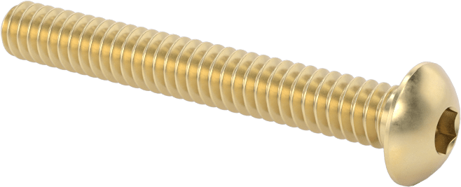 Pirinç Düğme Başlı Altıgen Soketli Vida, 10-24 Diş Boyutu, 1-1/2" Uzunluk