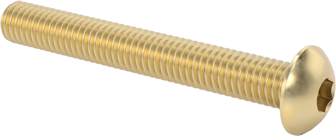 Pirinç Düğme Başlı Altıgen Soketli Vida, 10-32 Diş Boyutu, 1-1/2" Uzunluk