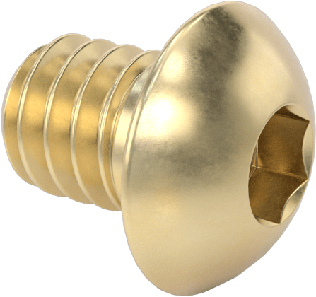 Pirinç Düğme Başlı Altıgen Soketli Vida, 1/4"-20 Diş Boyutu, 5/16" Uzunluk
