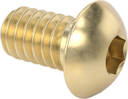 Pirinç Düğme Başlı Altıgen Soketli Vida, 1/4"-20 Diş Boyutu, 7/16" Uzunluk