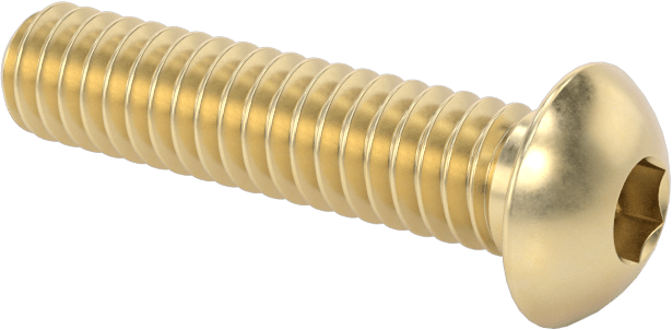 Pirinç Düğme Başlı Altıgen Soketli Vida, 1/4"-20 Diş Boyutu, 1-1/8" Uzunluk