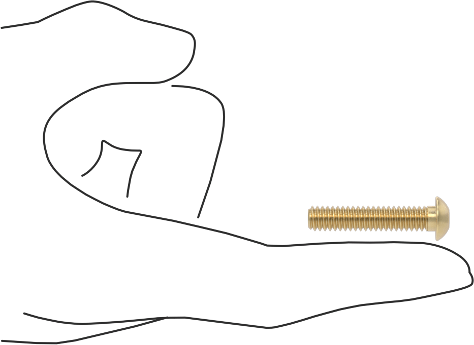 Pirinç Düğme Başlı Altıgen Soketli Vida, 1/4"-20 Diş Boyutu, 1-1/4" Uzunluk