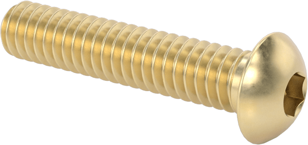 Pirinç Düğme Başlı Altıgen Soketli Vida, 1/4"-20 Diş Boyutu, 1-1/4" Uzunluk
