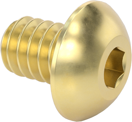 Pirinç Düğme Başlı Altıgen Soketli Vida, 2-56 Diş Boyutu, 1/8" Uzunluk