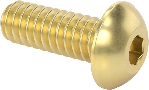 Pirinç Düğme Başlı Altıgen Soketli Vida, 2-56 Diş Boyutu, 1/4" Uzunluk