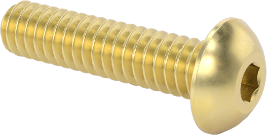 Pirinç Düğme Başlı Altıgen Soketli Vida, 2-56 Diş Boyutu, 3/8" Uzunluk