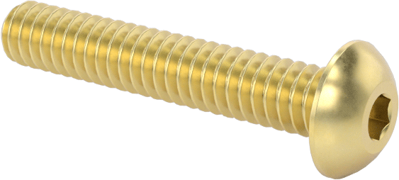Pirinç Düğme Başlı Altıgen Soketli Vida, 2-56 Diş Boyutu, 1/2" Uzunluk