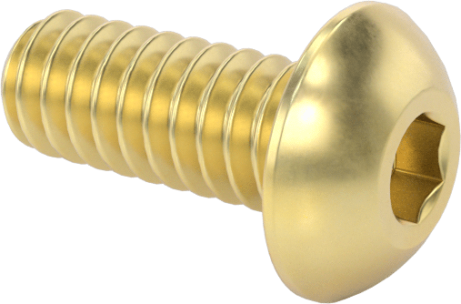 Pirinç Düğme Başlı Altıgen Soketli Vida, 3-48 Diş Boyutu, 1/4" Uzunluk