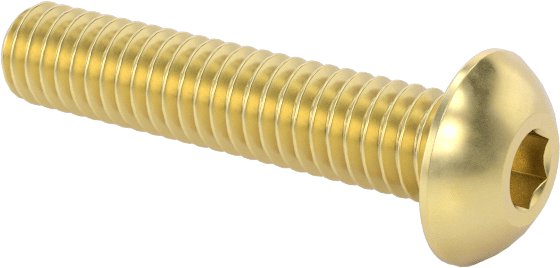 Pirinç Düğme Başlı Altıgen Soketli Vida, 3-56 Diş Boyutu, 1/2" Uzunluk