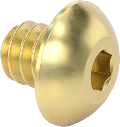 Pirinç Düğme Başlı Altıgen Soketli Vida, 4-40 Diş Boyutu, 1/8" Uzunluk