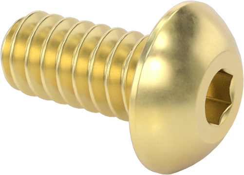 Pirinç Düğme Başlı Altıgen Soketli Vida, 4-40 Diş Boyutu, 1/4" Uzunluk