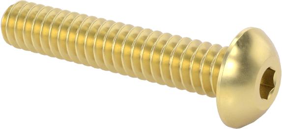 Pirinç Düğme Başlı Altıgen Soketli Vida, 4-40 Diş Boyutu, 5/8" Uzunluk