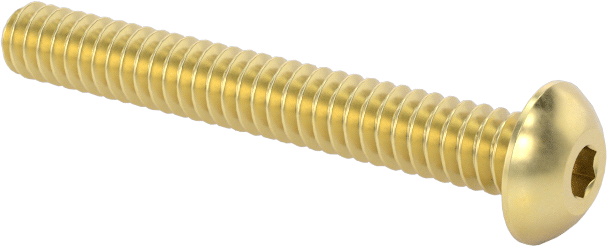 Pirinç Düğme Başlı Altıgen Soketli Vida, 4-40 Diş Boyutu, 7/8" Uzunluk