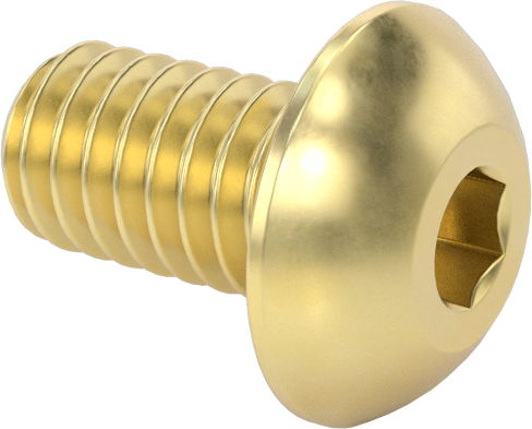 Pirinç Düğme Başlı Altıgen Soketli Vida, 6-40 Diş Boyutu, 1/4" Uzunluk