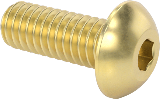 Pirinç Düğme Başlı Altıgen Soketli Vida, 6-40 Diş Boyutu, 3/8" Uzunluk