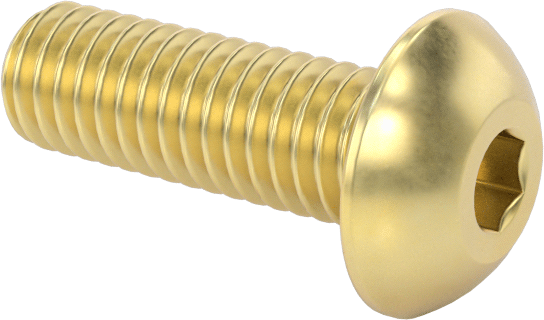 Pirinç Düğme Başlı Altıgen Soketli Vida, 8-36 Diş Boyutu, 1/2" Uzunluk
