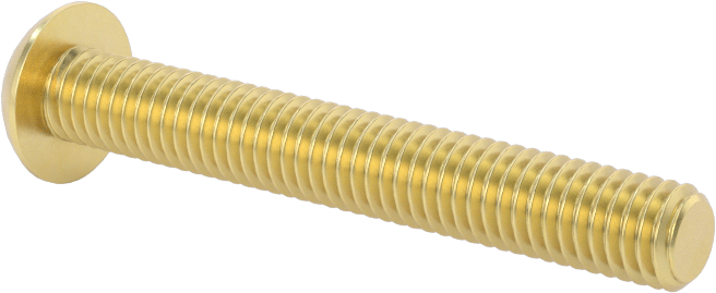 Pirinç Düğme Başlı Altıgen Soketli Vida, 10-32 Diş Boyutu, 1-3/8" Uzunluk
