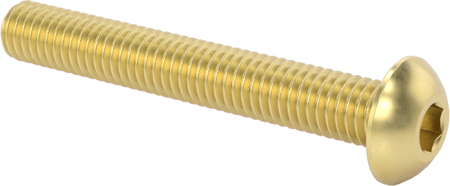Pirinç Düğme Başlı Altıgen Soketli Vida, 10-32 Diş Boyutu, 1-3/8" Uzunluk