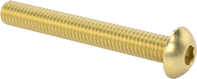 Pirinç Düğme Başlı Altıgen Soketli Vida, 10-32 Diş Boyutu, 1-1/2" Uzunluk