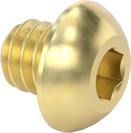 Pirinç Düğme Başlı Altıgen Soketli Vida, 1/4"-20 Diş Boyutu, 1/4" Uzunluk