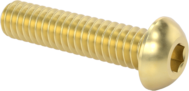 Pirinç Düğme Başlı Altıgen Soketli Vida, 1/4"-20 Diş Boyutu, 1-1/8" Uzunluk