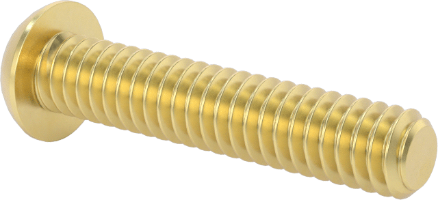 Pirinç Düğme Başlı Altıgen Soketli Vida, 1/4"-20 Diş Boyutu, 1-1/4" Uzunluk