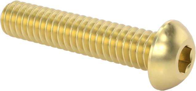 Pirinç Düğme Başlı Altıgen Soketli Vida, 1/4"-20 Diş Boyutu, 1-1/4" Uzunluk