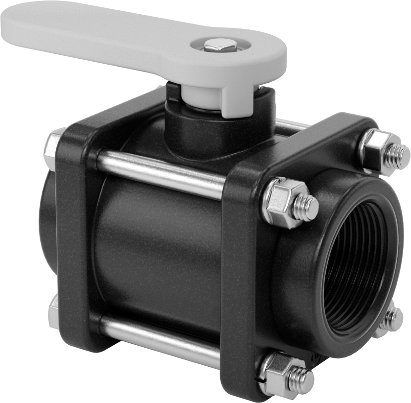 Kolay Bakım Kimyasallar için Açma/Kapama Vanası, Kol Tutacağı, 1-1/4 NPT Dişi, 300 PSI @ 70°F