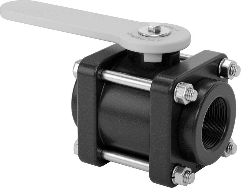 Kolay Bakım Kimyasallar için Açma/Kapama Vanası, Kol Tutacağı, 1-1/4 NPT Dişi, 225 PSI @ 70°F