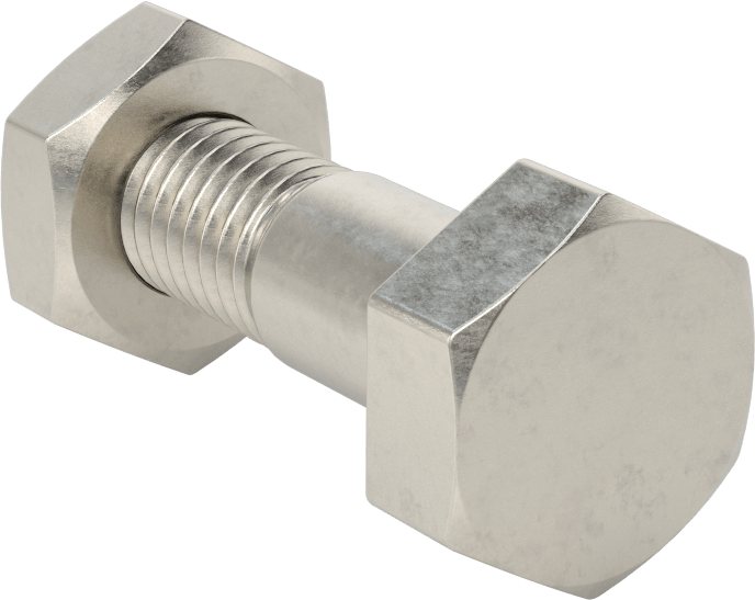 Boru Flanşları için Paslanmaz Çelik Ağır Altıgen Vida ve Somun Kiti, Sınıf 125/150, 1/2"-13 Diş, 1/2 ve 3/4 Boru Boyutu için