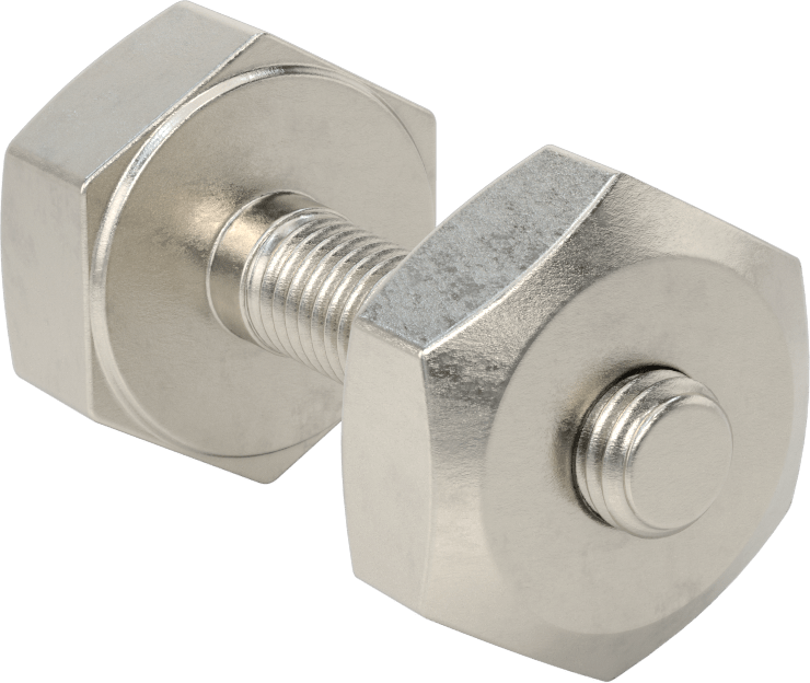 Boru Flanşları için Paslanmaz Çelik Ağır Altıgen Vida ve Somun Kiti, Sınıf 125/150, 1/2"-13 Diş, 1 ve 1-1/4 Boru Boyutu için
