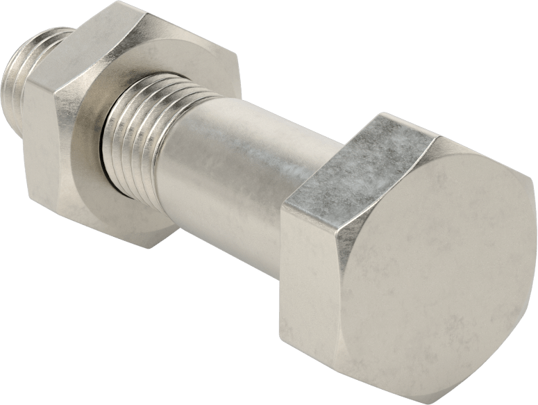 Boru Flanşları için Paslanmaz Çelik Ağır Altıgen Vida ve Somun Kiti, Sınıf 125/150, 3/4"-10 Diş, Boru Boyutu 5 ve 6 için