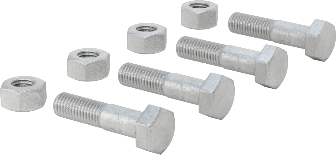 Çelik Ağır Altıgen Vida ve Somun Kiti, Galvanizli, 5/8"-11 Diş, 125/150 Sınıfı için, 2 Boru Boyutu