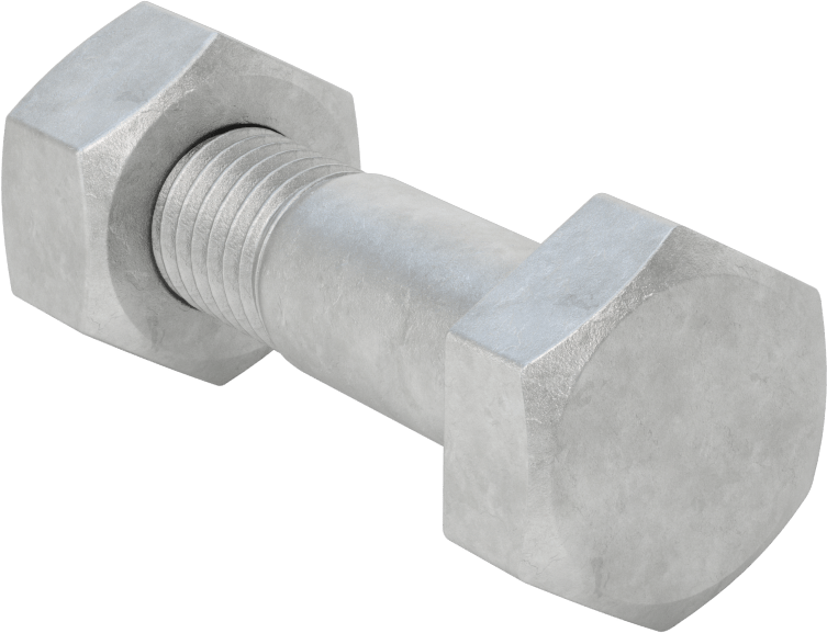 Çelik Ağır Altıgen Vida ve Somun Kiti, Galvanizli, 5/8"-11 Diş, 125/150 Sınıfı için, 2 Boru Boyutu