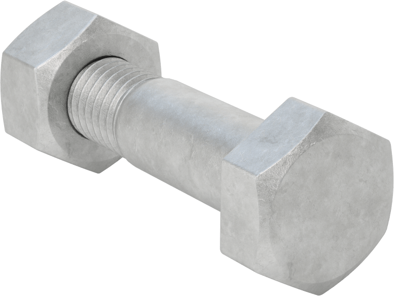 Çelik Ağır Altıgen Vida ve Somun Kiti, Galvanizli, 5/8"-11 Diş, 125/150 Sınıfı, 2-1/2 ve 3 Boru Boyutu