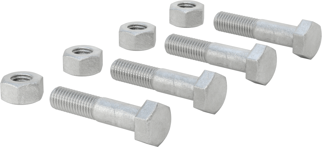 Çelik Ağır Altıgen Vida ve Somun Kiti, Galvanizli, 5/8"-11 Diş, 125/150 Sınıfı, 2-1/2 ve 3 Boru Boyutu