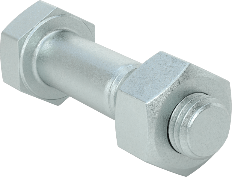 Çelik Ağır Altıgen Vida ve Somun Kiti, Çinko Kaplama, 3/4"-10 Diş, 125/150 Sınıfı, 5 ve 6 Boru Boyutu