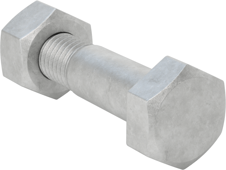 Çelik Ağır Altıgen Vida ve Somun Kiti, Galvanizli, 5/8"-11 Diş, 125/150 Sınıfı, 3-1/2 ve 4 Boru Çapı