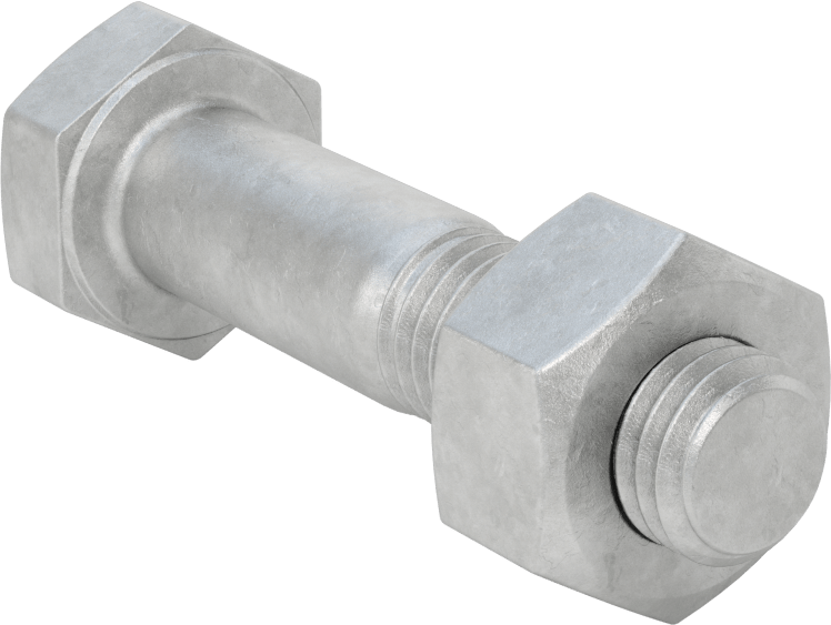 Çelik Ağır Altıgen Vida ve Somun Kiti, Galvanizli, 5/8"-11 Diş, 250/300 Sınıfı için, 2 Boru Boyutu