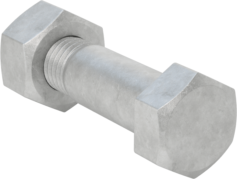 Çelik Ağır Altıgen Vida ve Somun Kiti, Galvanizli, 3/4"-10 Diş, 125/150 Sınıfı için, 5 ve 6 Boru Boyutu