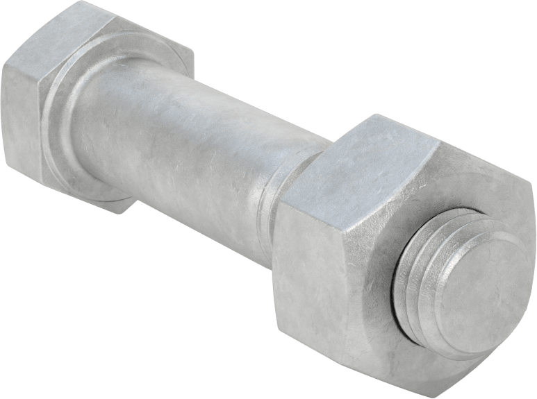 Çelik Ağır Altıgen Vida ve Somun Kiti, Galvanizli, 3/4"-10 Diş, 250/300 Sınıfı için, 3 Boru Boyutu