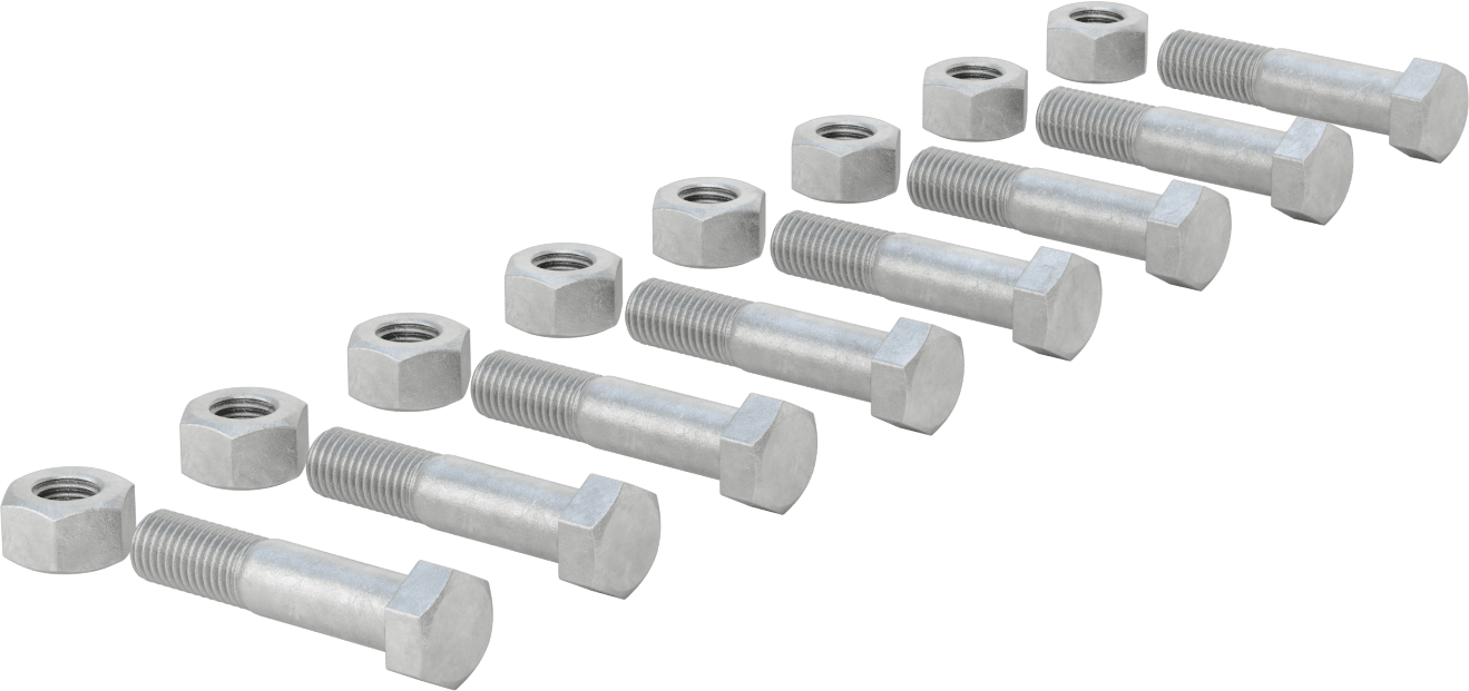 Çelik Ağır Altıgen Vida ve Somun Kiti, Galvanizli, 3/4"-10 Diş, 250/300 Sınıfı için, 3 Boru Boyutu