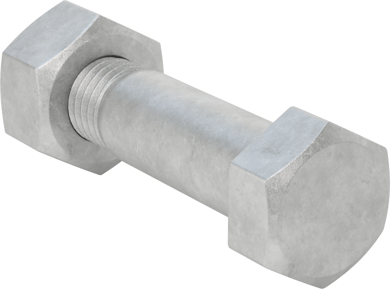 Çelik Ağır Altıgen Vida ve Somun Kiti, Galvanizli, 3/4"-10 Diş, 250/300 Sınıfı için, 3 Boru Boyutu