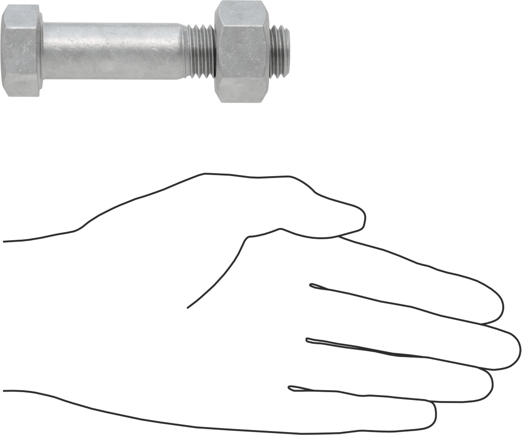 Çelik Ağır Altıgen Vida ve Somun Kiti, Galvanizli, 3/4"-10 Diş, 250/300 Sınıfı için, 3 Boru Boyutu