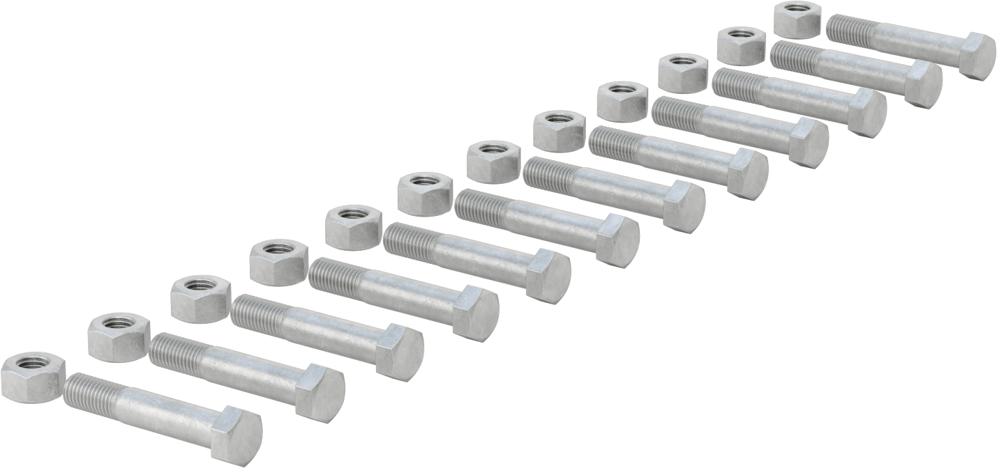 Çelik Ağır Altıgen Vida ve Somun Kiti, Galvanizli, 3/4"-10 Diş, 250/300 Sınıfı için, 6 Boru Boyutu