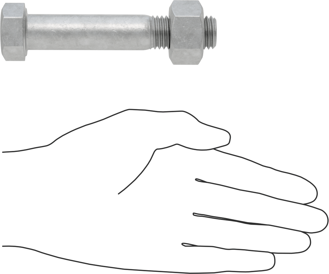 Çelik Ağır Altıgen Vida ve Somun Kiti, Galvanizli, 3/4"-10 Diş, 250/300 Sınıfı için, 6 Boru Boyutu