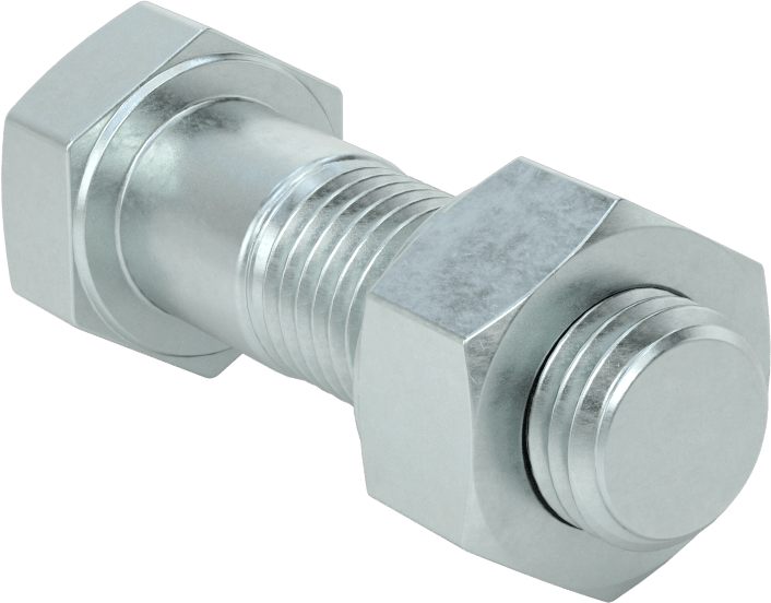 Boru Flanşları için Çelik Altıgen Vida ve Somun Seti, Çinko Kaplamalı, M16 x 2 mm Diş Boyutu, 2 Boru Boyutu için